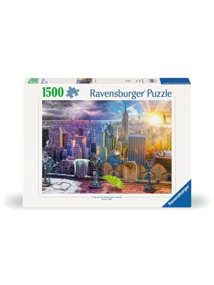 Пазл Ravensburger, 1500 деталей, Нью-Йорк зимой и летом (цветной)
Пазл Ravensburger, 1500 деталей, Нью-Йорк зимой и летом (цветной)