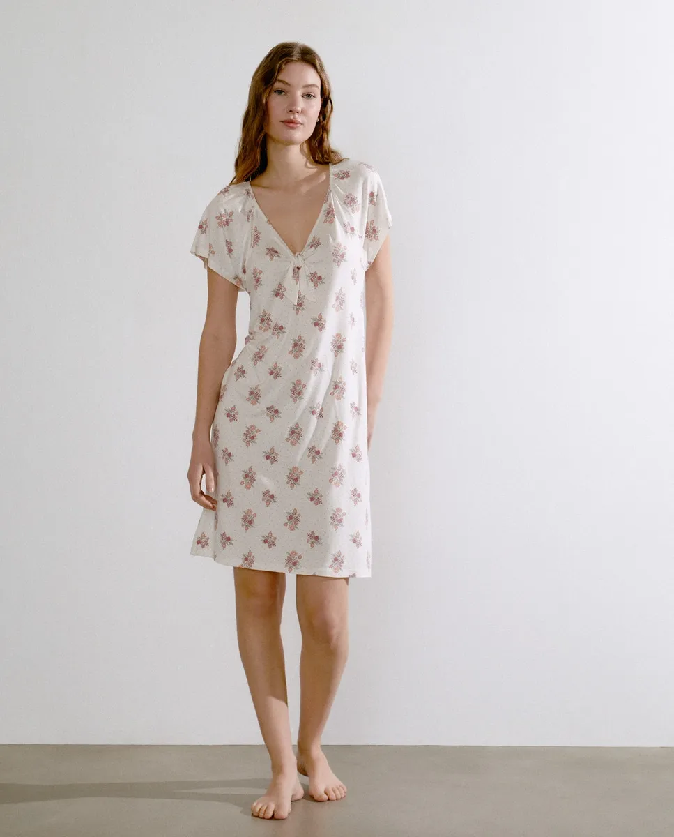 Ночная рубашка с цветочным принтом и бантом Énfasis, белый
Ночная рубашка с цветочным принтом и бантом Énfasis, белый