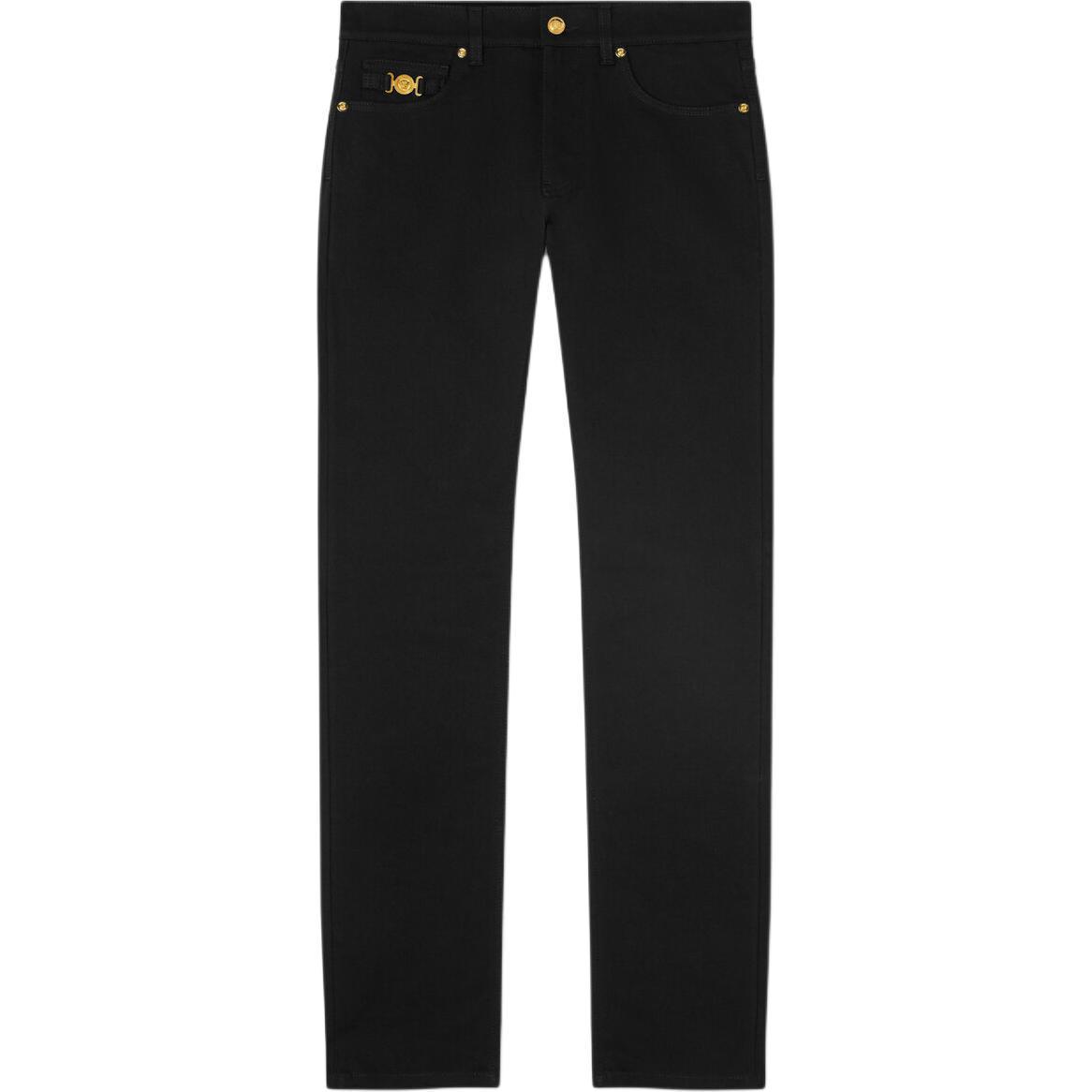 Низкие прямые джинсы VERSACE, черные 
Низкие прямые джинсы VERSACE, черные