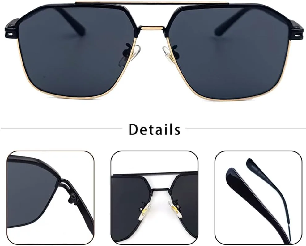 Солнцезащитные очки LVTFCO с металлическим многоугольным оправой, плоской верхней частью и двойной перемычкой, модные и стильные, для мужчин и женщин, C01 Golden Gray
Солнцезащитные очки LVTFCO с металлическим многоугольным оправой, плоской верхней частью и двойной перемычкой, модные и стильные, для мужчин и женщин, C01 Golden Gray