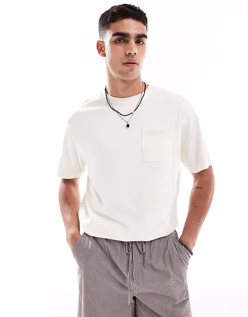 Футболка свободного кроя из потертого материала с карманом цвета экрю Threadbare
Футболка свободного кроя из потертого материала с карманом цвета экрю Threadbare