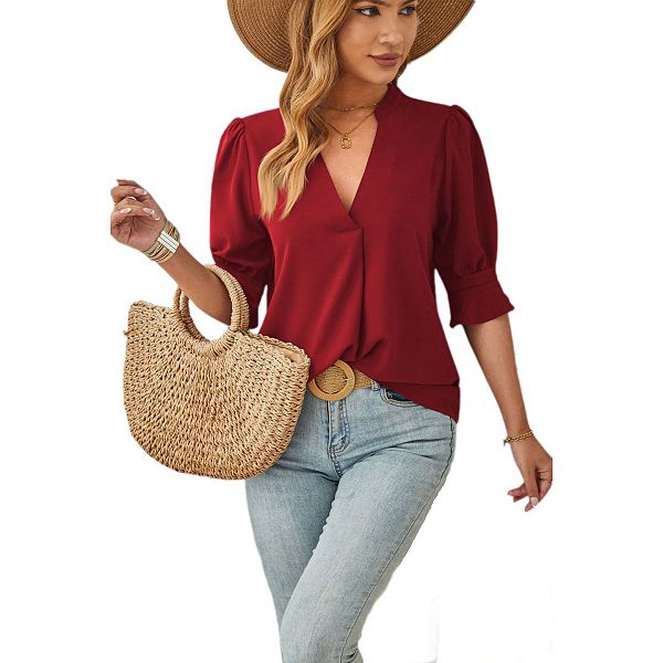 Женская повседневная блузка с v-образным вырезом и рукавами-фонариками Boddysize, Jujube Red
Женская повседневная блузка с v-образным вырезом и рукавами-фонариками Boddysize, Jujube Red
