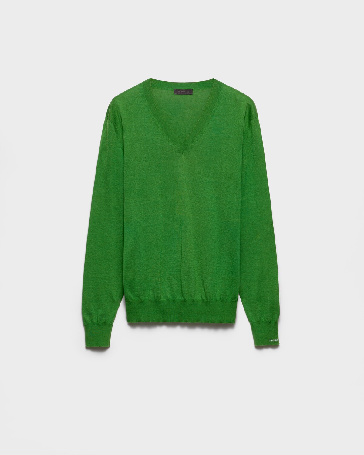 Хлопковый свитер с V-образным вырезом Prada, зеленый
Хлопковый свитер с V-образным вырезом Prada, зеленый