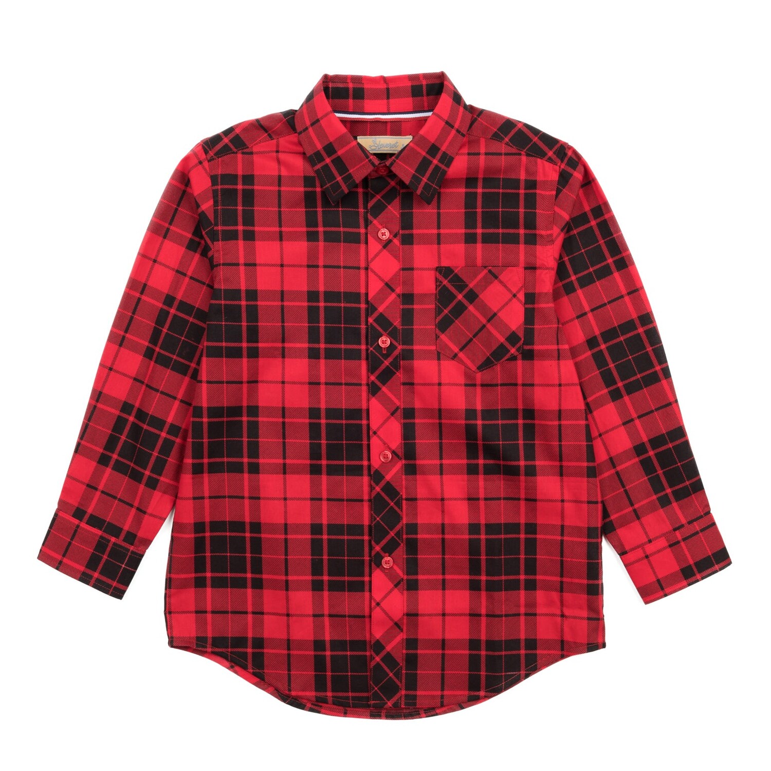 Классическая рубашка с длинными рукавами для мальчиков Leveret, цвет Plaid Black & Red 
Классическая рубашка с длинными рукавами для мальчиков Leveret, цвет Plaid Black & Red