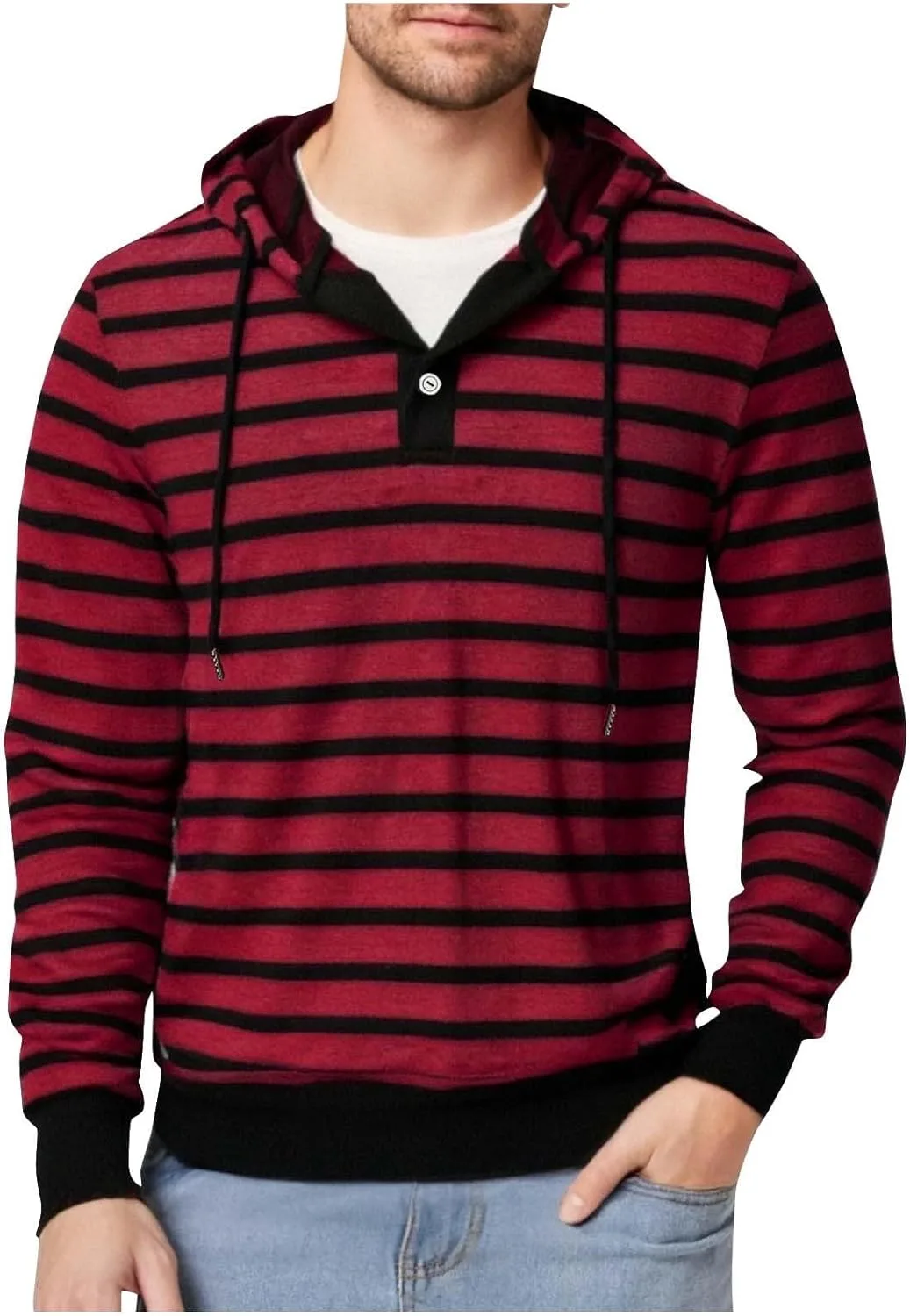 Мужская модная толстовка с капюшоном поло на пуговицах
Мужская модная толстовка с капюшоном поло на пуговицах