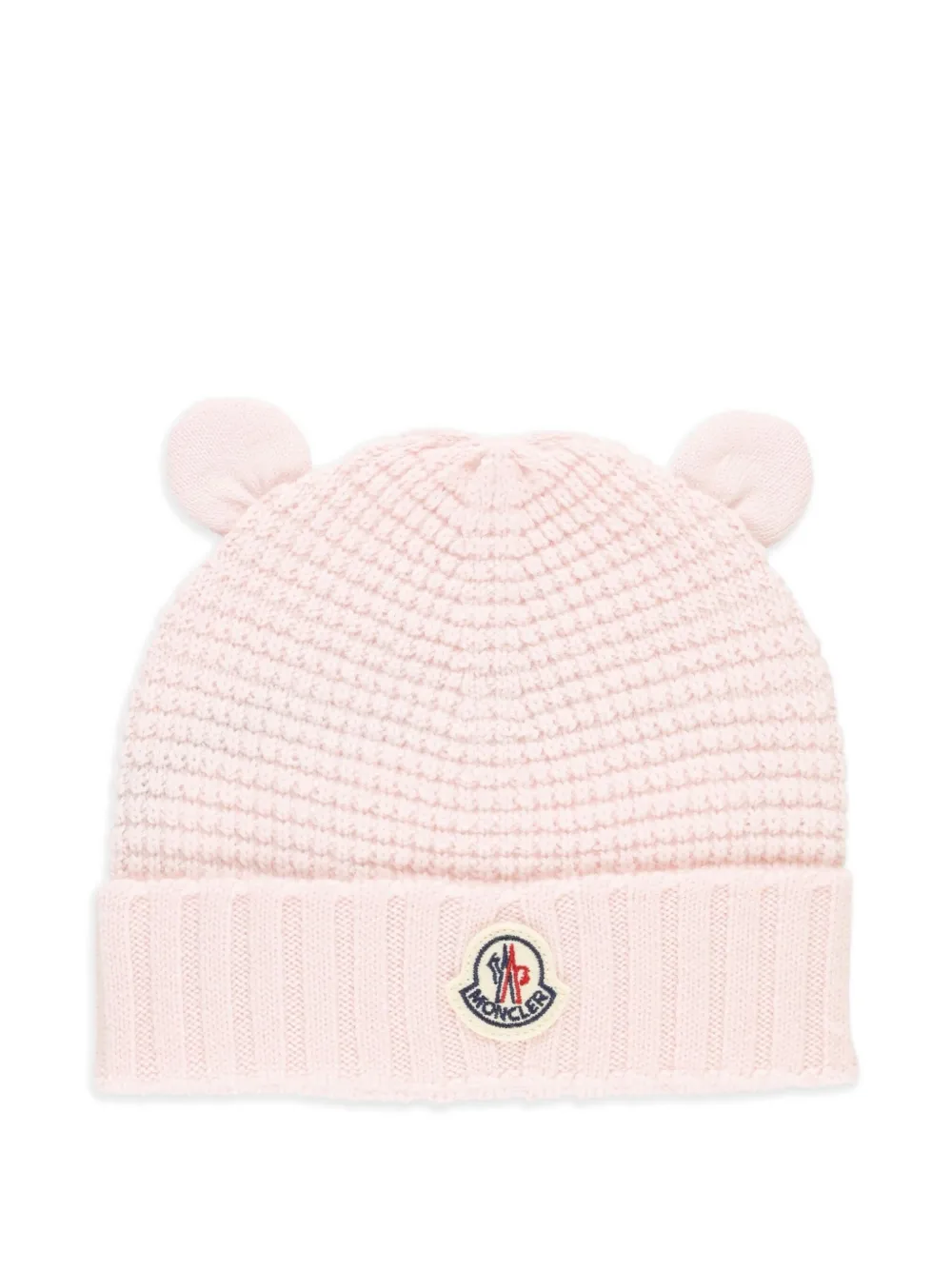 Шапка бини с фактурным логотипом Moncler Enfant, розовый 
Шапка бини с фактурным логотипом Moncler Enfant, розовый