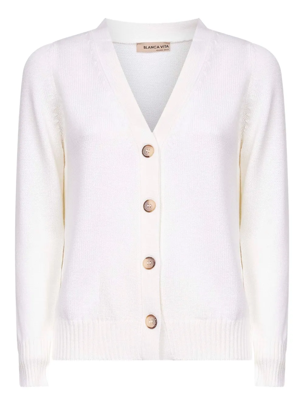 Кардиган в рубчик с застежкой на пуговицы Blanca Vita, белый
Кардиган в рубчик с застежкой на пуговицы Blanca Vita, белый