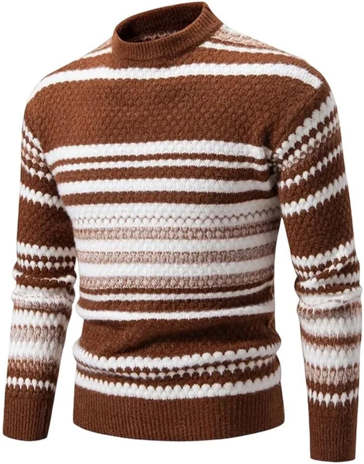 Мужской свитер с воротником-стойкой в полоску, Slim Fit, утепленный
Мужской свитер с воротником-стойкой в полоску, Slim Fit, утепленный