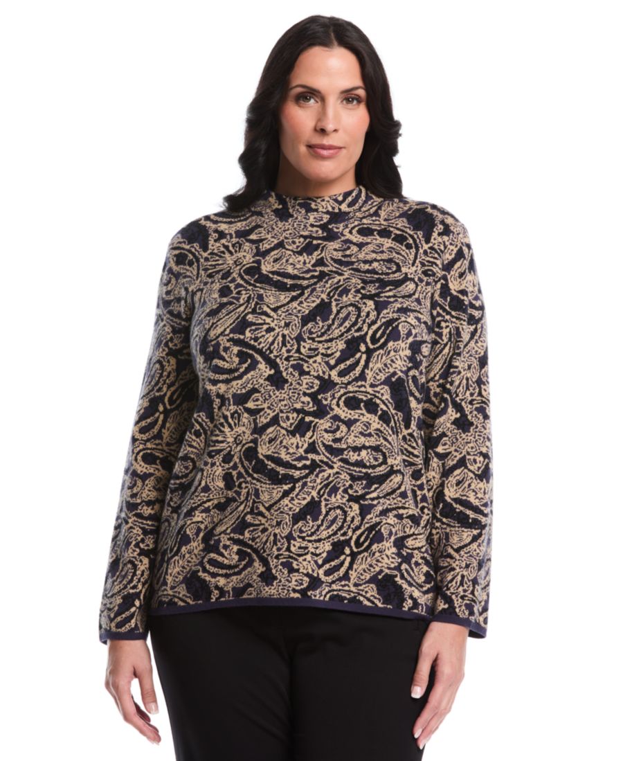 Свитер большого размера с длинными рукавами и воротником-стойкой с узором пейсли Rafaella, Peacoat
Свитер большого размера с длинными рукавами и воротником-стойкой с узором пейсли Rafaella, Peacoat