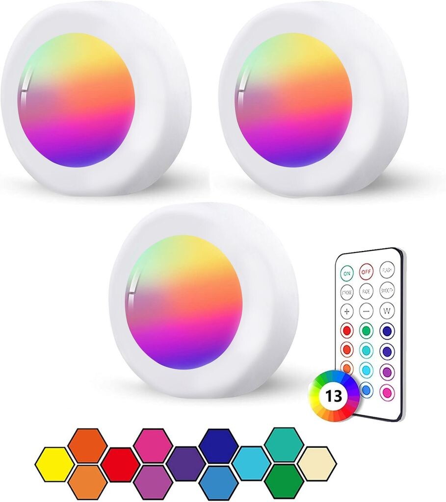 KUGI подсветка под шкафом, светодиодные RGB-прожекторы на батарейках, с дистанционным управлением, упаковка из 3 шт., 13 смен цвета, беспроводное освещение витрины, регулируемая подсветка под шкафом
KUGI подсветка под шкафом, светодиодные RGB-прожекторы на батарейках, с дистанционным управлением, упаковка из 3 шт., 13 смен цвета, беспроводное освещение витрины, регулируемая подсветка под шкафом