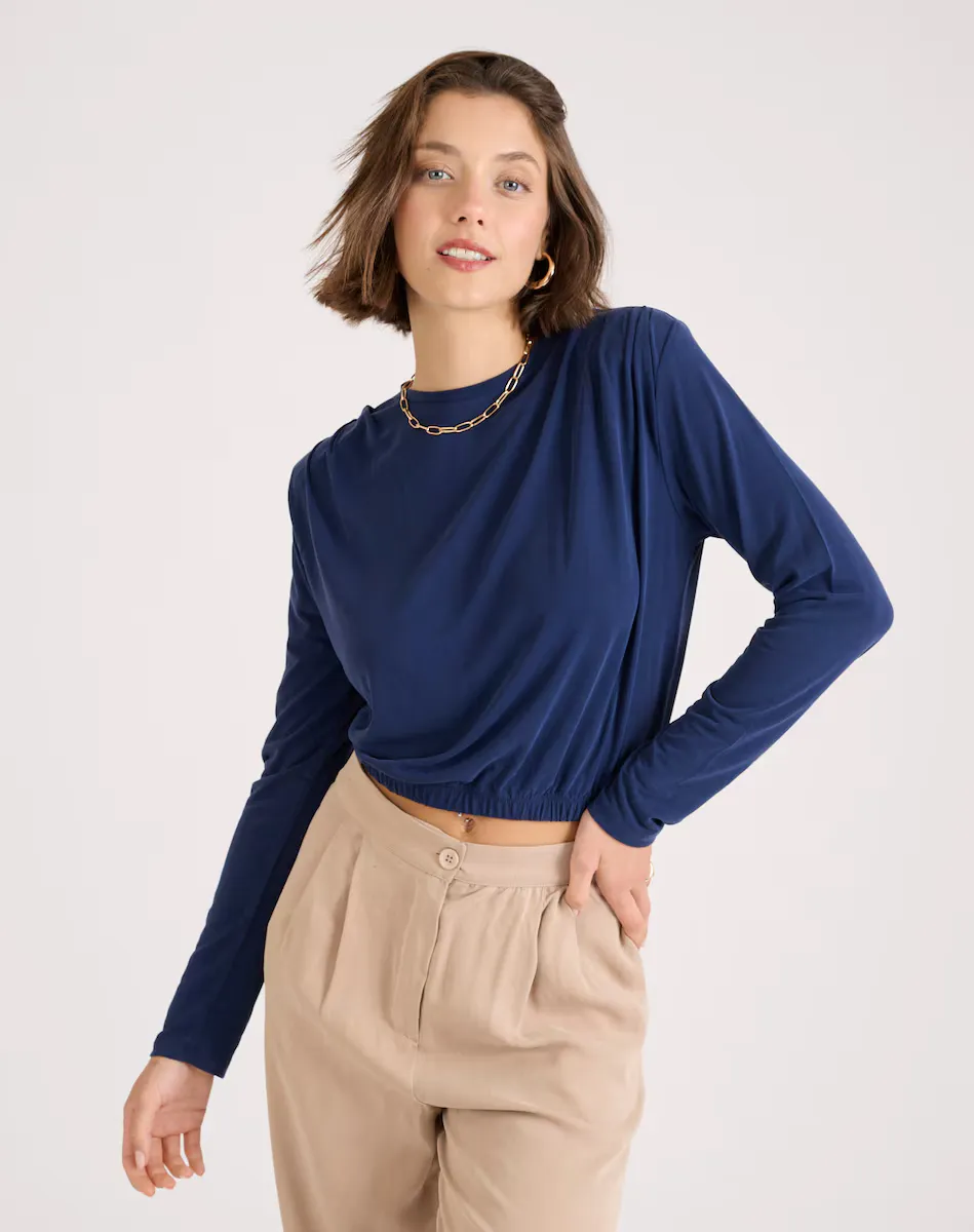 Женская укороченная футболка с длинными рукавами Naf Naf, темно-синий
Женская укороченная футболка с длинными рукавами Naf Naf, темно-синий