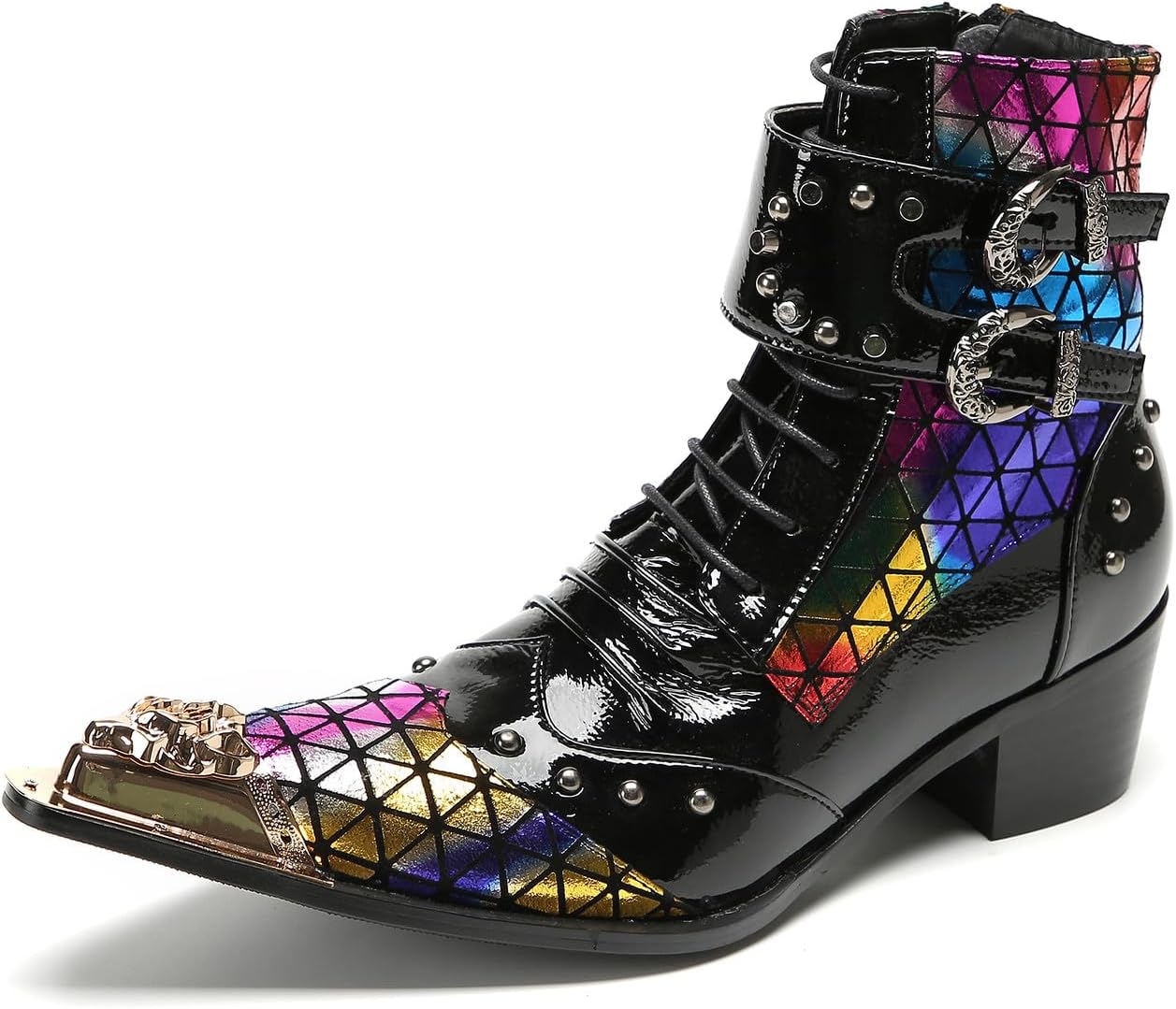 Мужские готические панк-ботинки Santimon в западном стиле с пряжкой - настоящая кожа, металлический заостренный носок, ботинки на шнуровке с пряжкой и заклепками для клуба, вечеринки или сцены, черный
Мужские готические панк-ботинки Santimon в западном стиле с пряжкой - настоящая кожа, металлический заостренный носок, ботинки на шнуровке с пряжкой и заклепками для клуба, вечеринки или сцены, черный