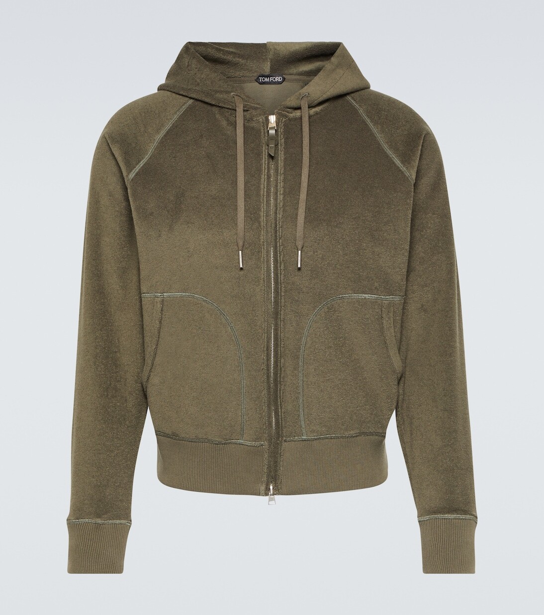 Толстовка из хлопка с махровым полотенцем Tom Ford, зеленый 
Толстовка из хлопка с махровым полотенцем Tom Ford, зеленый