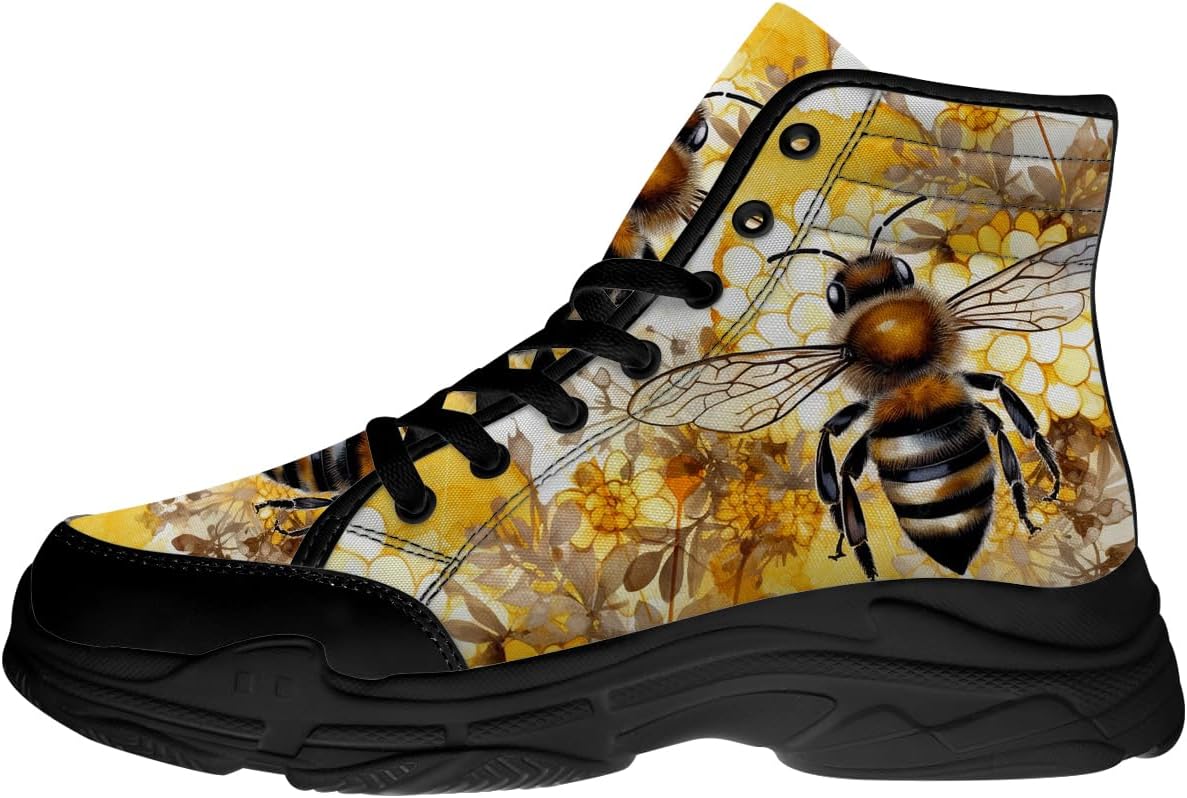 Кроссовки Quorax Bee для женщин и мужчин, высокие, на шнуровке, из текстиля, подарки для нее и для него, черный/желтый
Кроссовки Quorax Bee для женщин и мужчин, высокие, на шнуровке, из текстиля, подарки для нее и для него, черный/желтый