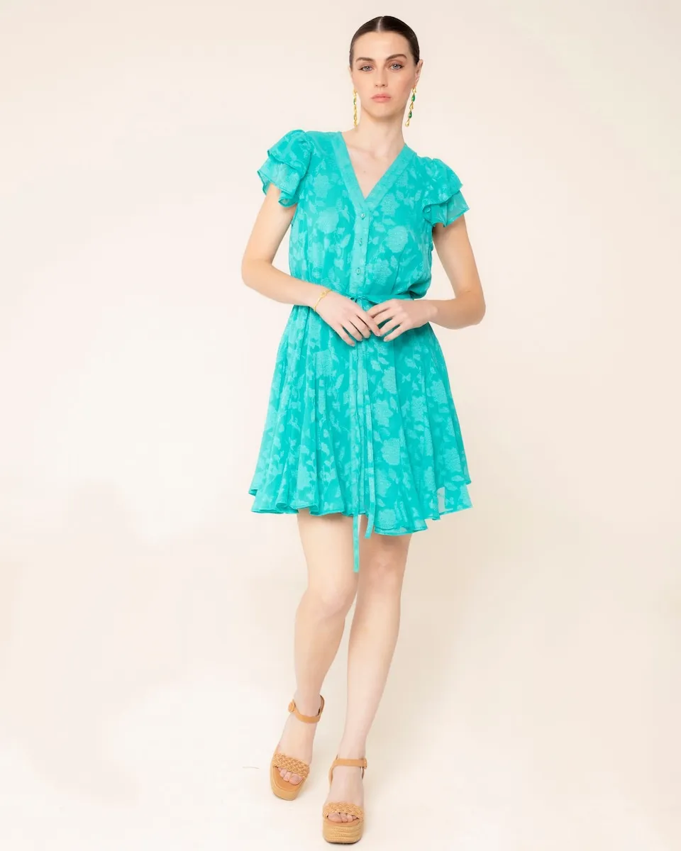 Короткое платье с принтом и оборками Flora Niza, бирюзовый
Короткое платье с принтом и оборками Flora Niza, бирюзовый