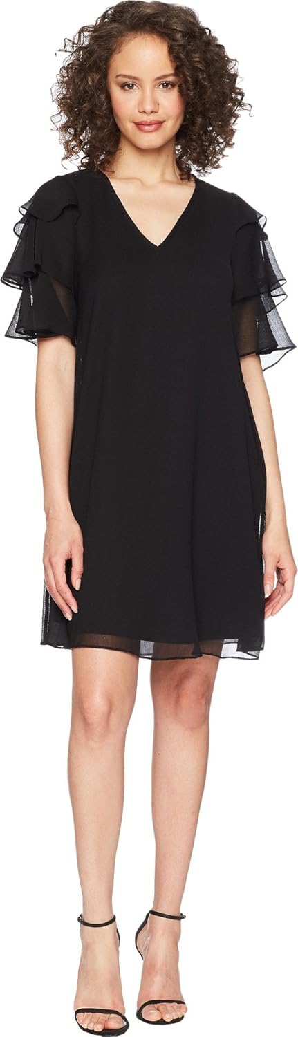 Женское платье-трапеция Calvin Klein из шифона с многоярусными рукавами и V-образным вырезом, Black
Женское платье-трапеция Calvin Klein из шифона с многоярусными рукавами и V-образным вырезом, Black