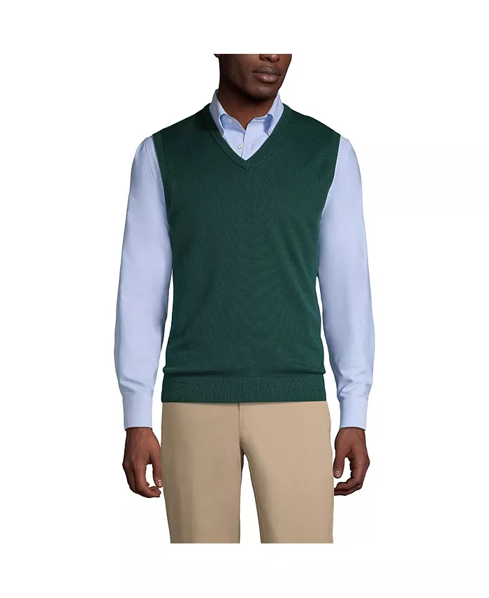 Мужской тонкий свитер-жилет из хлопка и модала Lands' End, зеленый
Мужской тонкий свитер-жилет из хлопка и модала Lands' End, зеленый