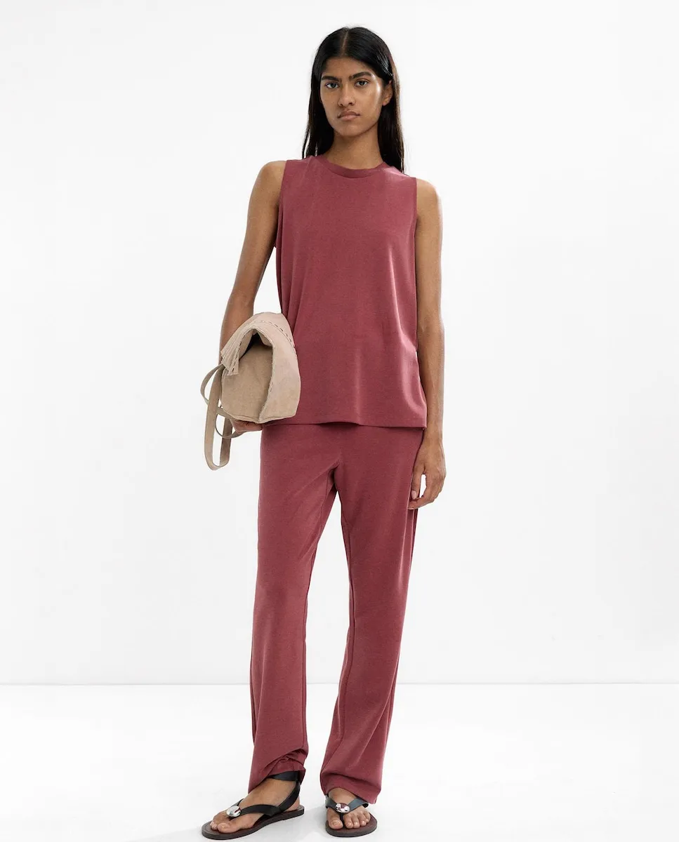 Женские прямые брюки с эластичным поясом Parfois, бордовый 
Женские прямые брюки с эластичным поясом Parfois, бордовый