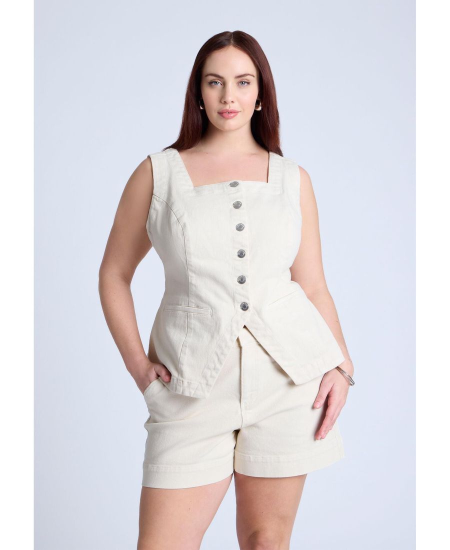 Джинсовый жилет больших размеров для женщин ELOQUII, Ecru
Джинсовый жилет больших размеров для женщин ELOQUII, Ecru