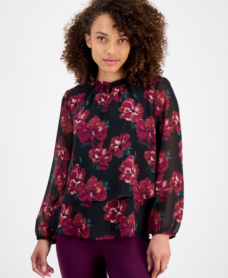 Укороченная многослойная блузка с цветочным принтом AK Anne Klein, Anne Black/Chianti Multi
Укороченная многослойная блузка с цветочным принтом AK Anne Klein, Anne Black/Chianti Multi