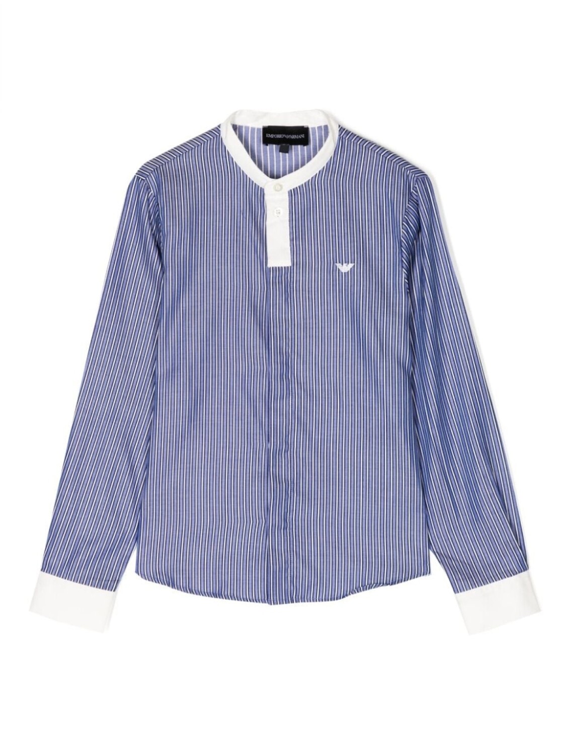 Полосатый топ с вышитым логотипом Emporio Armani Kids, синий 
Полосатый топ с вышитым логотипом Emporio Armani Kids, синий
