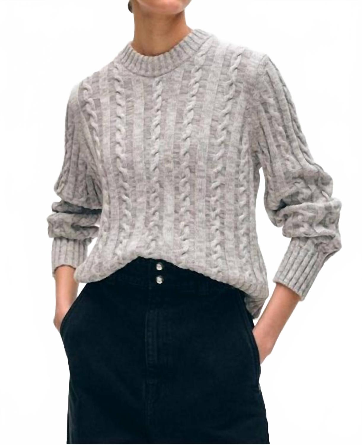 Органический хлопковый вязаный свитер с косой в сером меланже White + Warren, серый
Органический хлопковый вязаный свитер с косой в сером меланже White + Warren, серый