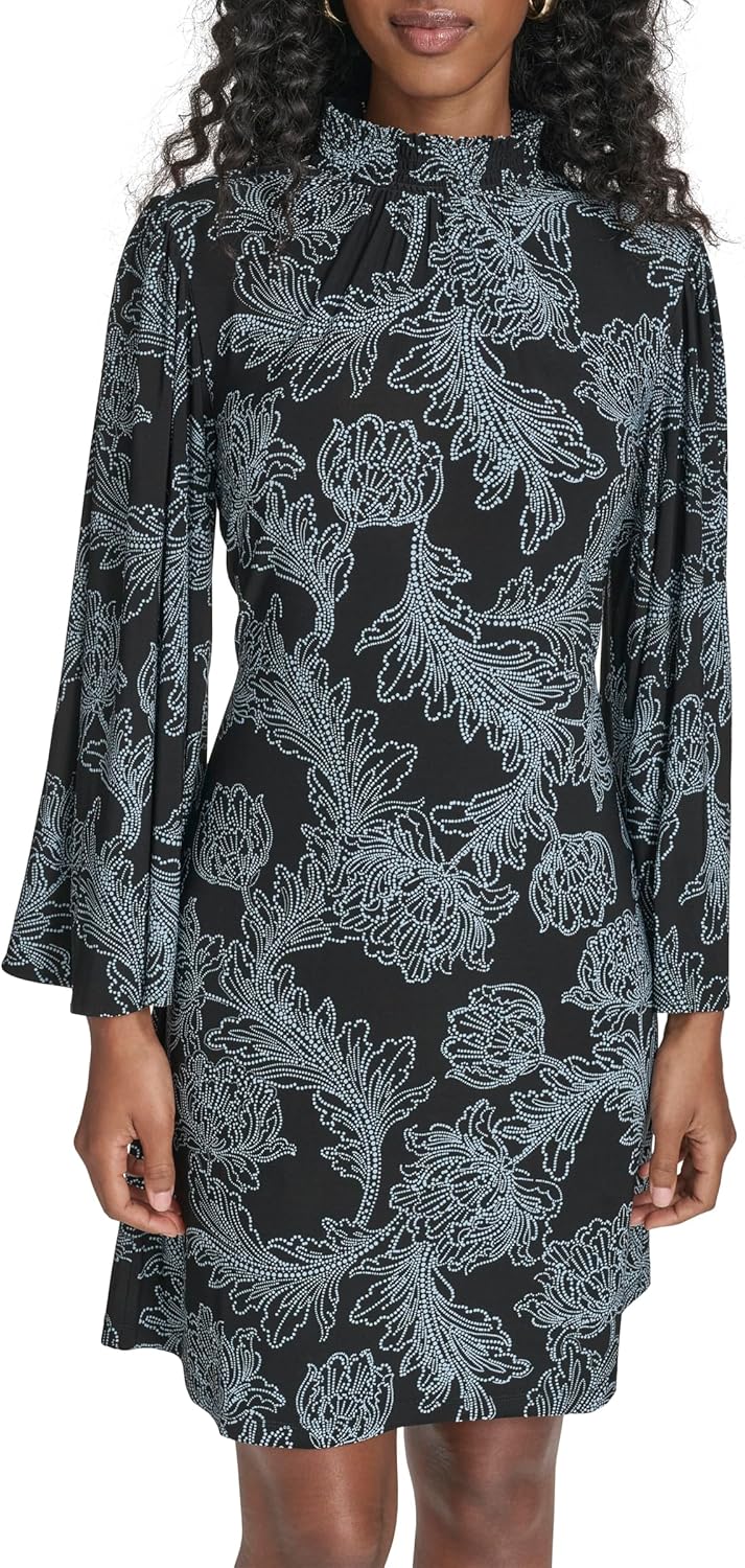 Женское платье-трапеция Tommy Hilfiger с длинными расклешенными рукавами и воротником-стойкой, Black/Breeze
Женское платье-трапеция Tommy Hilfiger с длинными расклешенными рукавами и воротником-стойкой, Black/Breeze