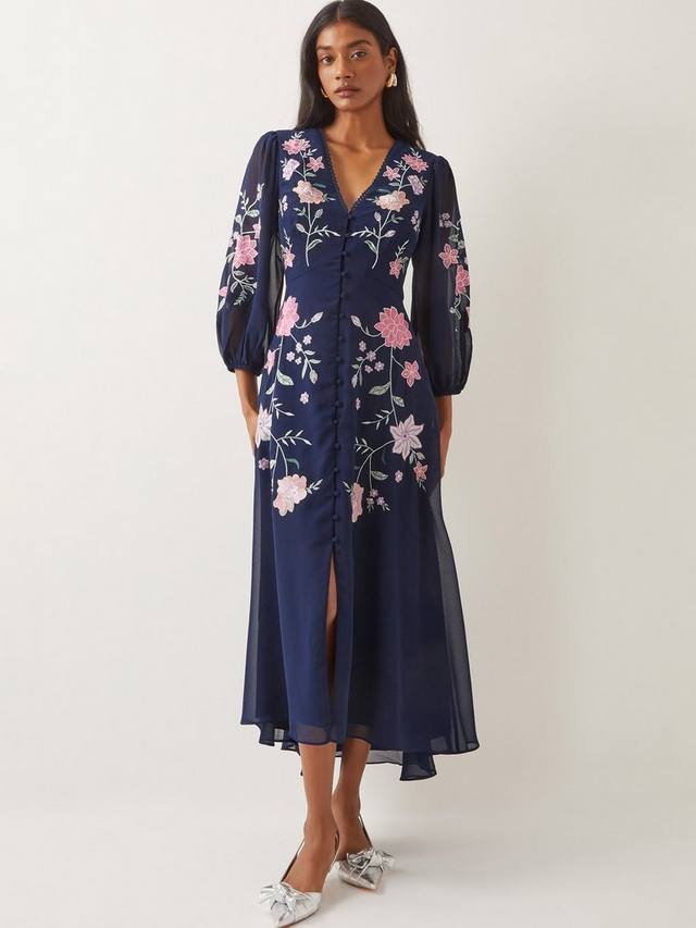 Чайное платье с цветочной вышивкой от эмани Monsoon, темно-синий
Чайное платье с цветочной вышивкой от эмани Monsoon, темно-синий