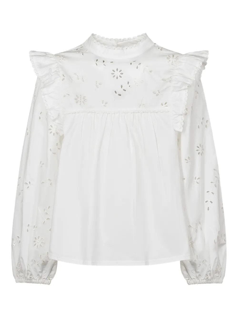 Блузка Taddeo с оборками и цветочной вышивкой Weekend Max Mara, белый 
Блузка Taddeo с оборками и цветочной вышивкой Weekend Max Mara, белый