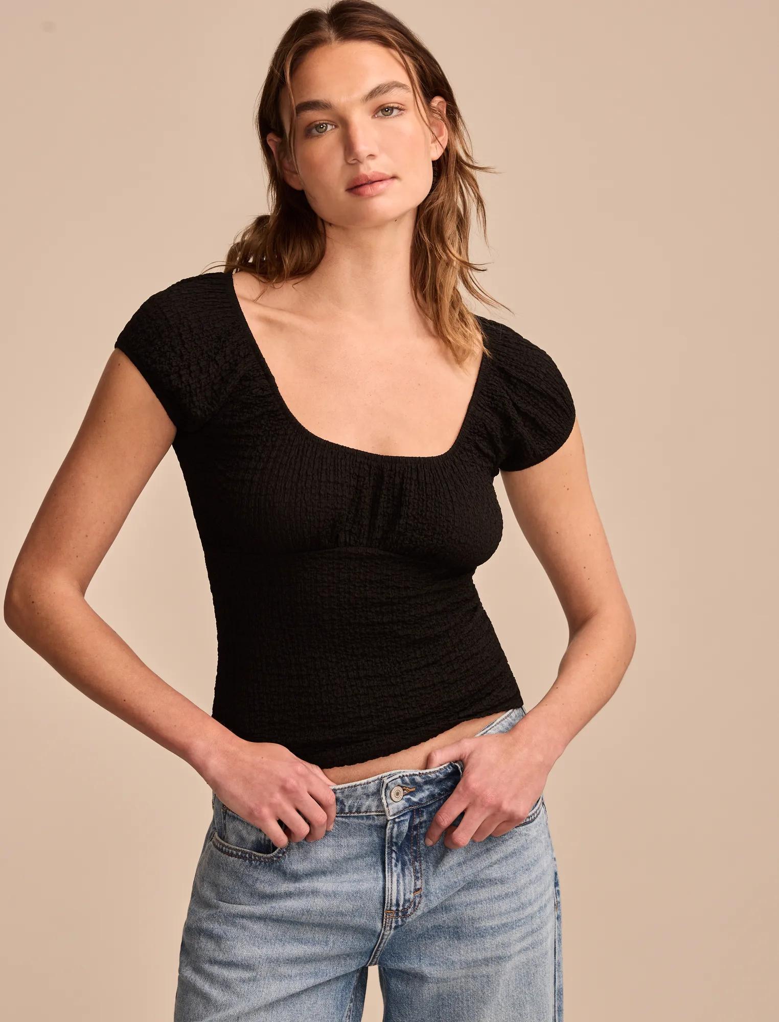 Женский фактурный топ Lucky Brand с круглым вырезом Lucky Brand, черный
Женский фактурный топ Lucky Brand с круглым вырезом Lucky Brand, черный