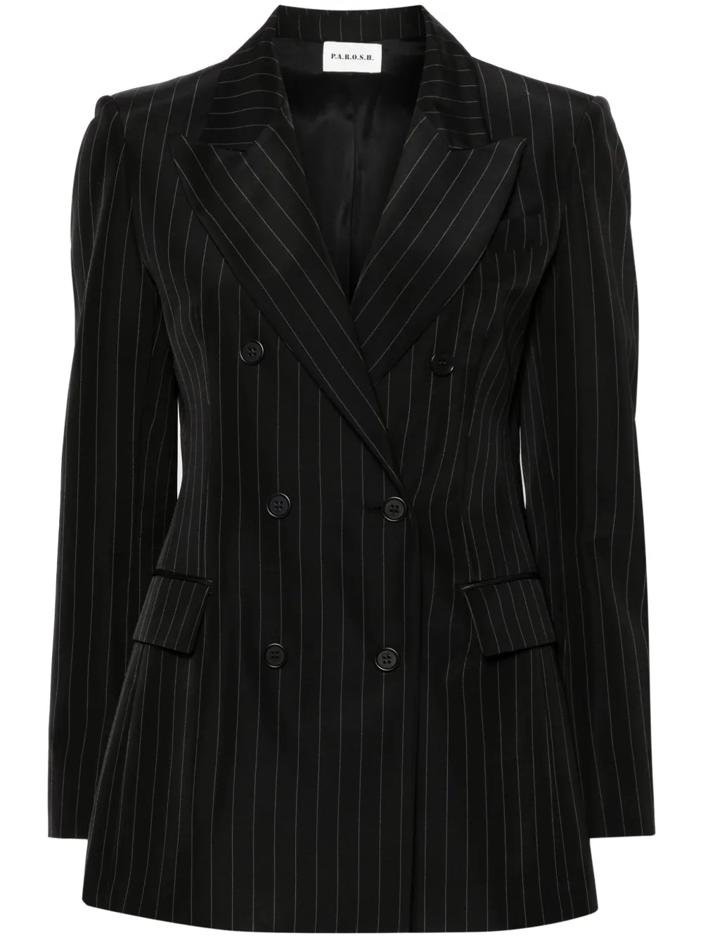 Двубортный блейзер в тонкую полоску P.A.R.O.S.H., черный
Двубортный блейзер в тонкую полоску P.A.R.O.S.H., черный