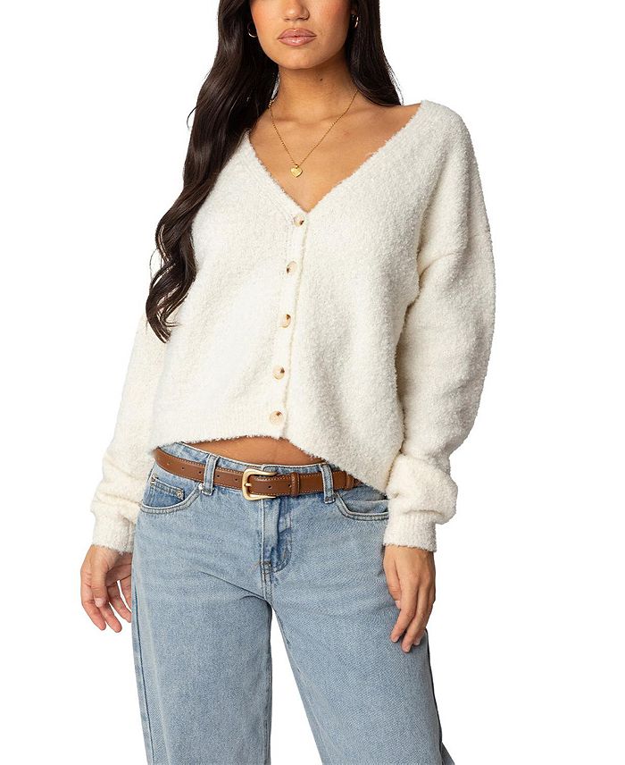 Вязаный кардиган Jade Edikted, слоновая кость/кремовый 
Вязаный кардиган Jade Edikted, слоновая кость/кремовый