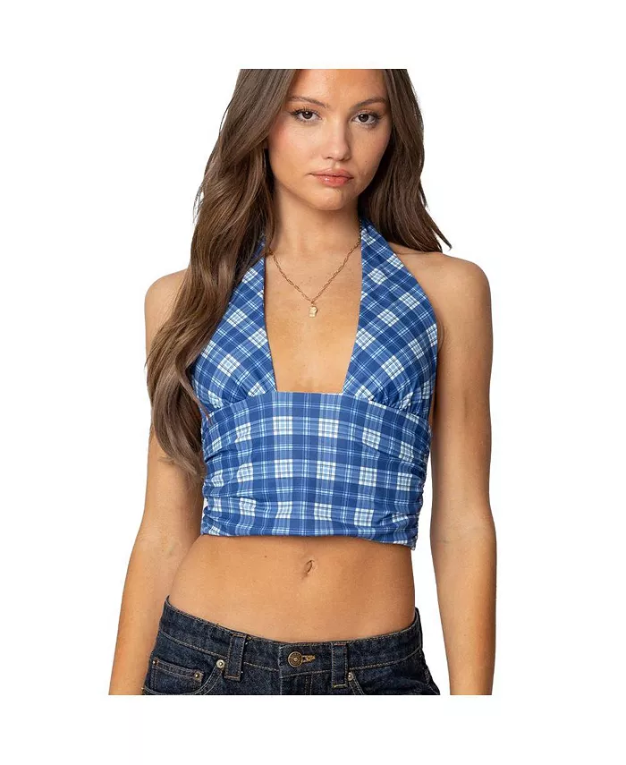 Женский топ-халтер с клетчатым принтом Edikted, синий
Женский топ-халтер с клетчатым принтом Edikted, синий