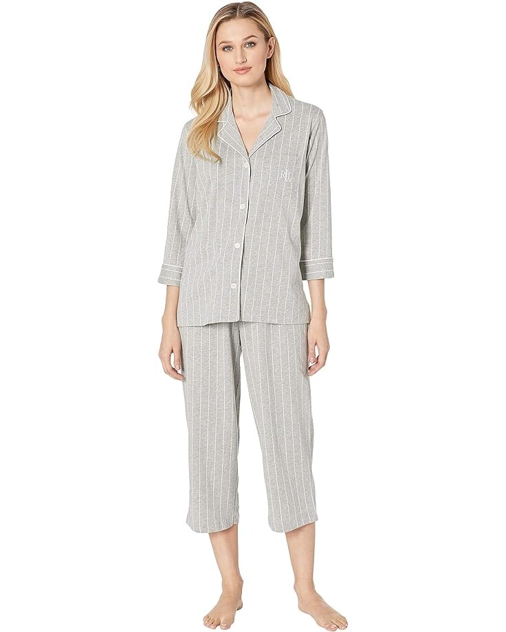 Пижама LAUREN Ralph Lauren Essentials Bingham Knits Capri, цвет Grey Stripe 
Пижама LAUREN Ralph Lauren Essentials Bingham Knits Capri, цвет Grey Stripe