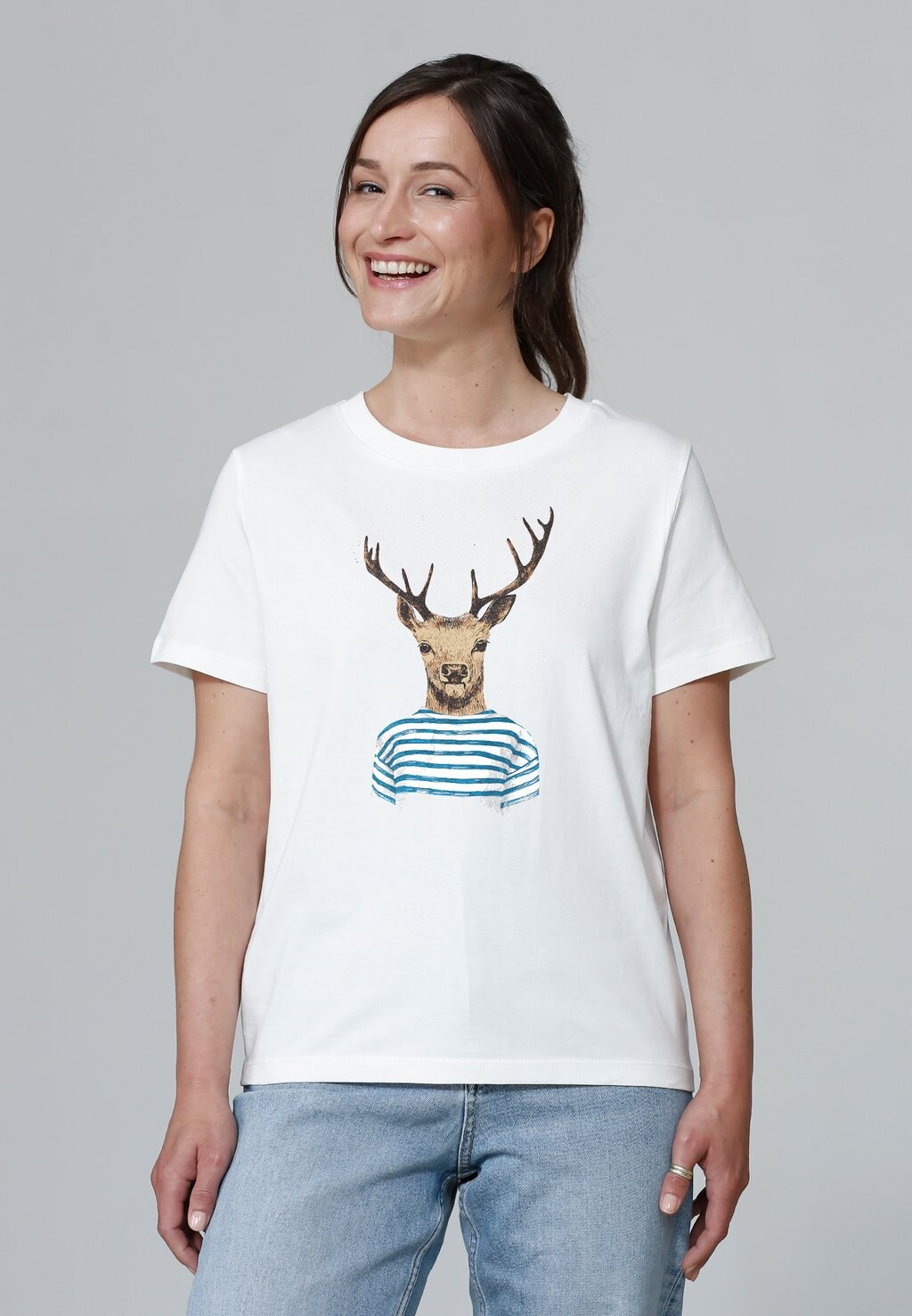 Футболка с принтом HIRSCH watapparel, кремовый 
Футболка с принтом HIRSCH watapparel, кремовый