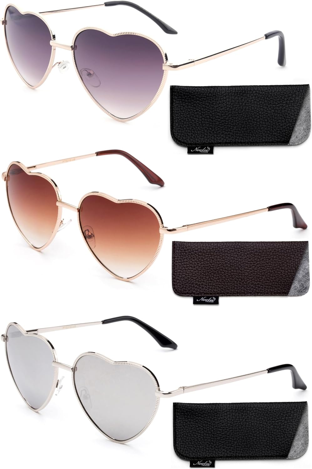 Женские солнцезащитные очки в форме сердца, металлическая оправа, пружинный шарнир, очаровательные авиаторы, зеркальные линзы с эффектом вспышки Newbee Fashion Sunglasses, Multi Pack
Женские солнцезащитные очки в форме сердца, металлическая оправа, пружинный шарнир, очаровательные авиаторы, зеркальные линзы с эффектом вспышки Newbee Fashion Sunglasses, Multi Pack