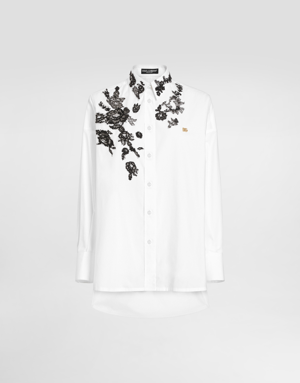 Рубашка оверсайз из хлопкового поплина с кружевными аппликациями Dolce & Gabbana, белый
Рубашка оверсайз из хлопкового поплина с кружевными аппликациями Dolce & Gabbana, белый