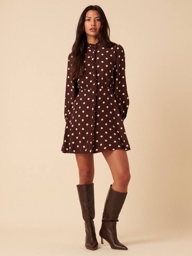 Мини-платье Gabi в горошек из вискозы LENZING ECOVERO Nobody's Child, Brown/White
Мини-платье Gabi в горошек из вискозы LENZING ECOVERO Nobody's Child, Brown/White