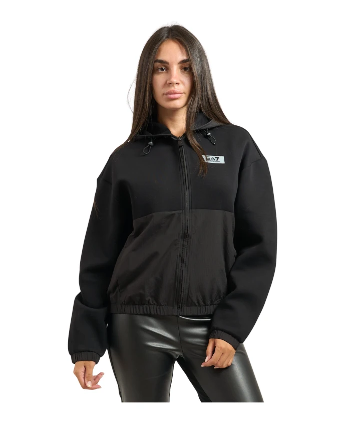 Черная толстовка с капюшоном и вставками из материала, используемого для дайвинга. Emporio Armani, черный
Черная толстовка с капюшоном и вставками из материала, используемого для дайвинга. Emporio Armani, черный