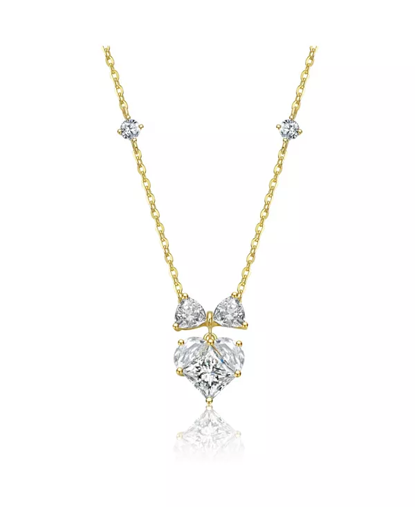 Ожерелье в форме сердца с покрытием из 14-каратного золота и прозрачными кубическими цирконами Rachel Glauber, gold