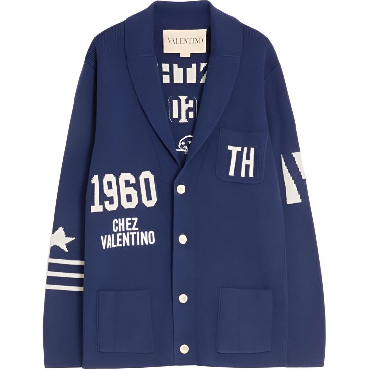 Кардиган на пуговицах с V-образным вырезом Valentino, синий
Кардиган на пуговицах с V-образным вырезом Valentino, синий