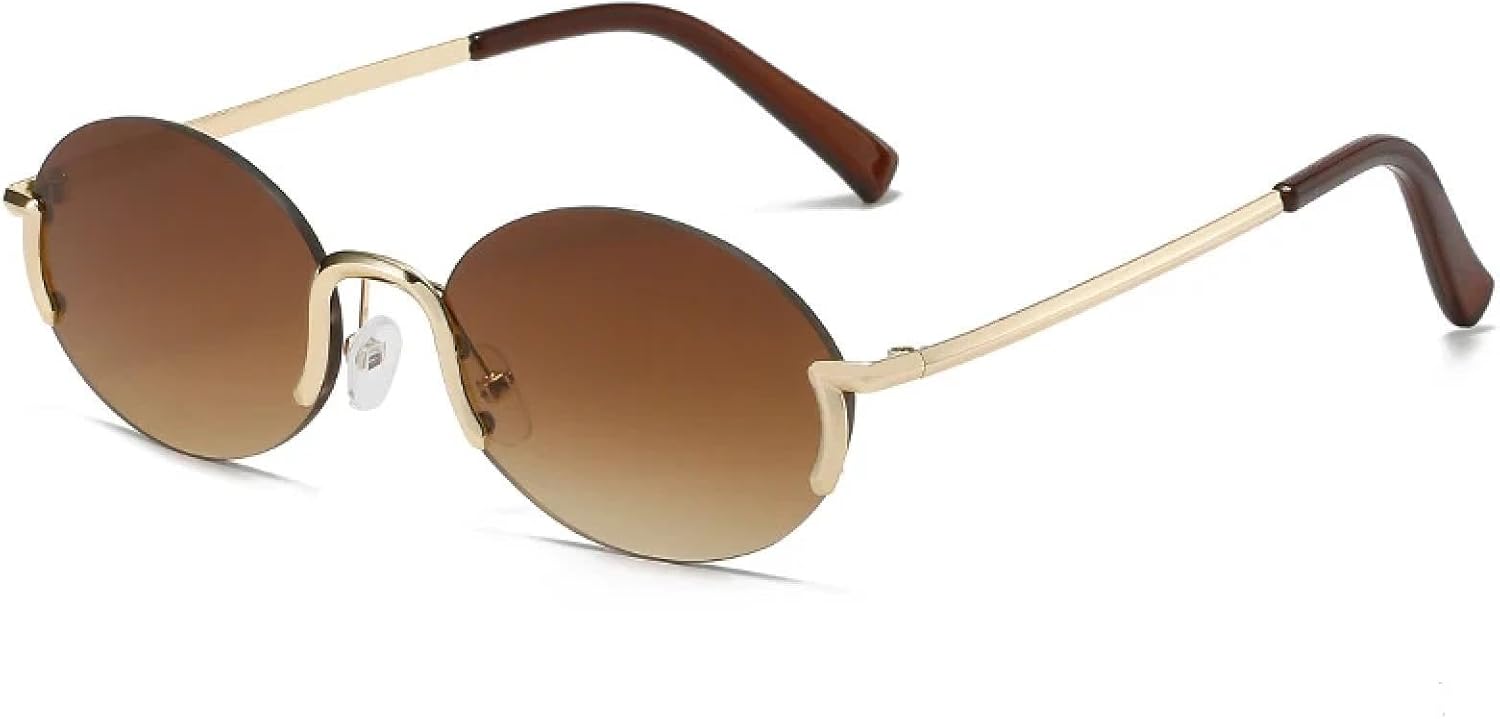 Маленькие овальные солнцезащитные очки в стиле ретро без оправы для женщин и мужчин, модные летние очки для путешествий с защитой от УФ-излучения UV400 TKKTLLT, Gold Gradient Tea
Маленькие овальные солнцезащитные очки в стиле ретро без оправы для женщин и мужчин, модные летние очки для путешествий с защитой от УФ-излучения UV400 TKKTLLT, Gold Gradient Tea