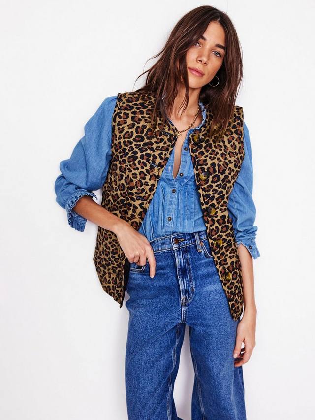 Стеганый жилет с леопардовым принтом Boden, разноцветный
Стеганый жилет с леопардовым принтом Boden, разноцветный