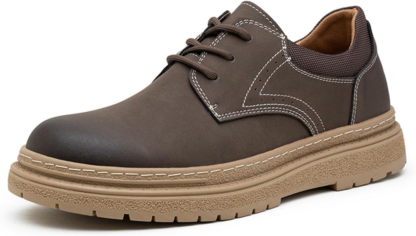 Мужские коричневые кожаные оксфорды с шнуровкой, простым носком, удобные, с круглым носком и подошвой типа «lug», для работы и повседневного бизнеса Xiaoguli
Мужские коричневые кожаные оксфорды с шнуровкой, простым носком, удобные, с круглым носком и подошвой типа «lug», для работы и повседневного бизнеса Xiaoguli