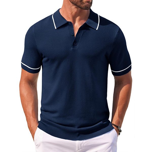 Мужская вязаная поло с коротким рукавом Coofandy, Navy Blue
Мужская вязаная поло с коротким рукавом Coofandy, Navy Blue