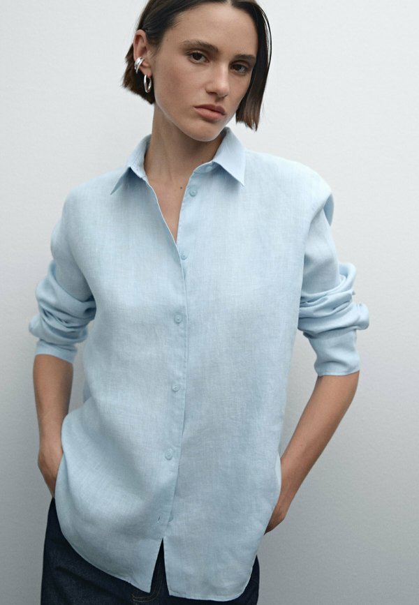 Струящаяся блузка на пуговицах Massimo Dutti, голубой
Струящаяся блузка на пуговицах Massimo Dutti, голубой