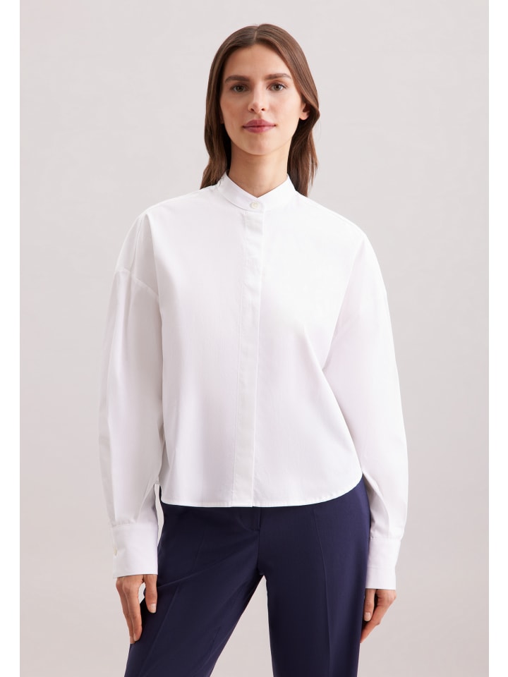 Блузка с воротником-стойкой, стандартного кроя, белого цвета. Seidensticker
Блузка с воротником-стойкой, стандартного кроя, белого цвета. Seidensticker