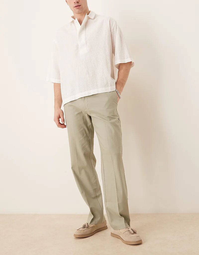 Строгие брюки прямого кроя из льняной смеси ASOS DESIGN шалфейно-зеленого цвета
Строгие брюки прямого кроя из льняной смеси ASOS DESIGN шалфейно-зеленого цвета