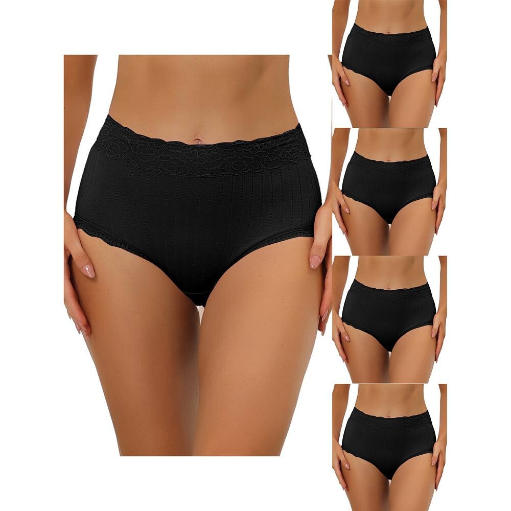 5 упаковок женского нижнего белья с высокой талией, удобные трусики в рубчик с кружевной отделкой ALLEGRA K, Bk
5 упаковок женского нижнего белья с высокой талией, удобные трусики в рубчик с кружевной отделкой ALLEGRA K, Bk