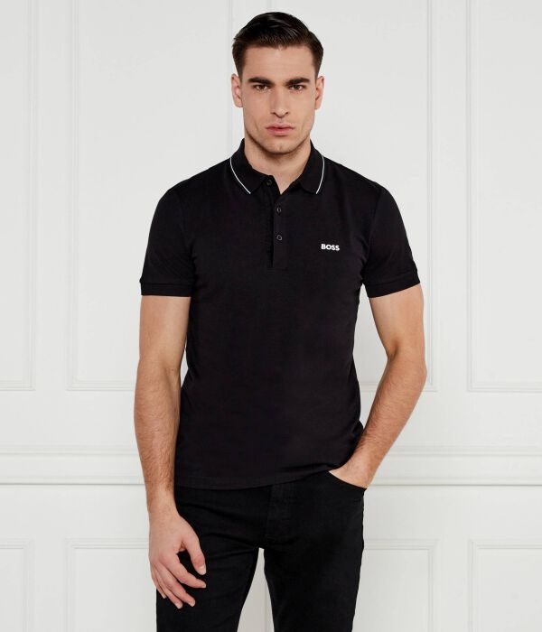 Поло Boss Green Paul 4 Slim Fit, черный / белый 
Поло Boss Green Paul 4 Slim Fit, черный / белый